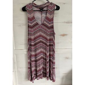 Rue21 Maroon Slip-On Dress with Designs & “Choker”